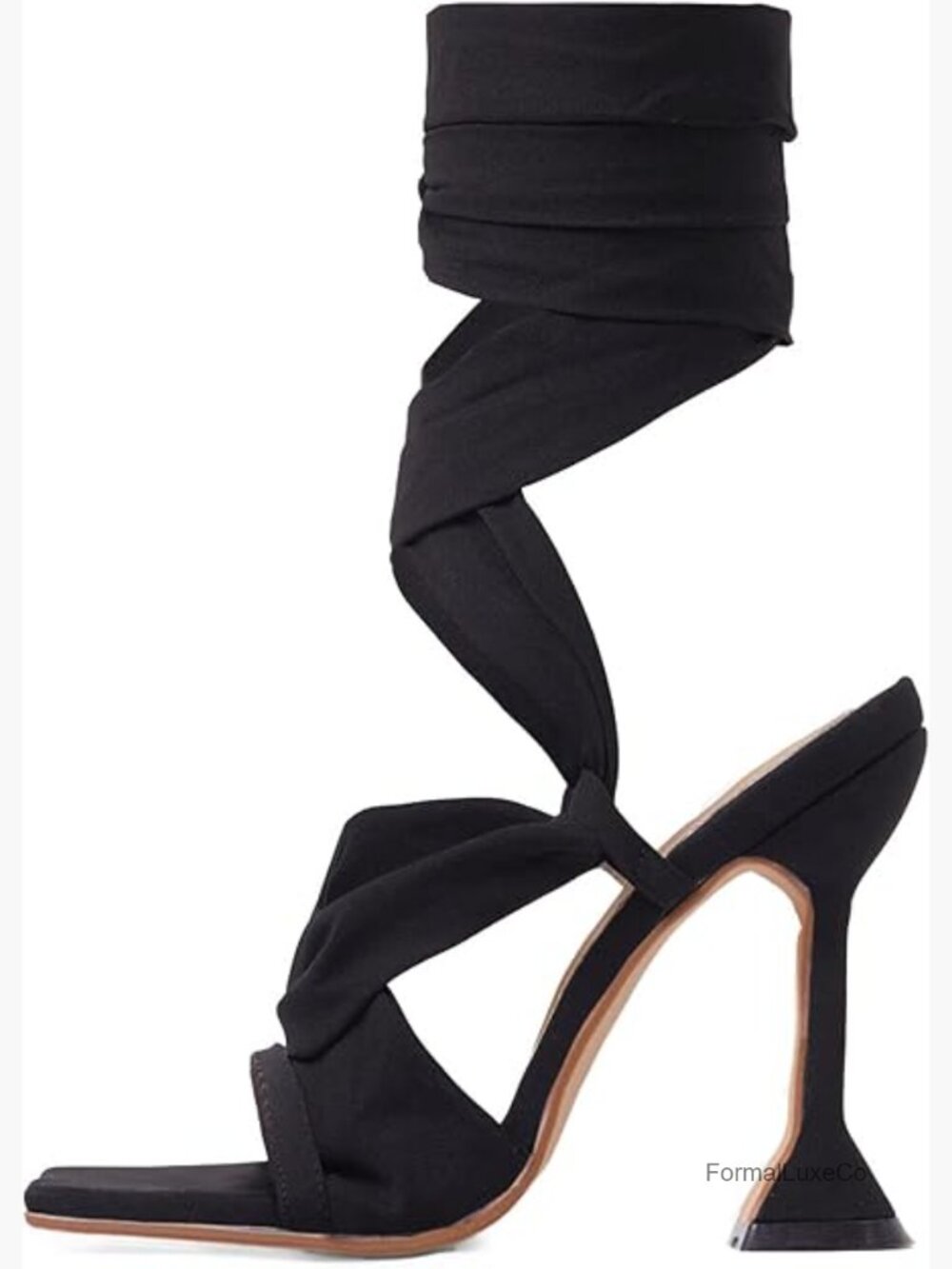 Lace Up Stiletto Heeled Sandals Square Toe Wrap Heels Party Shoes